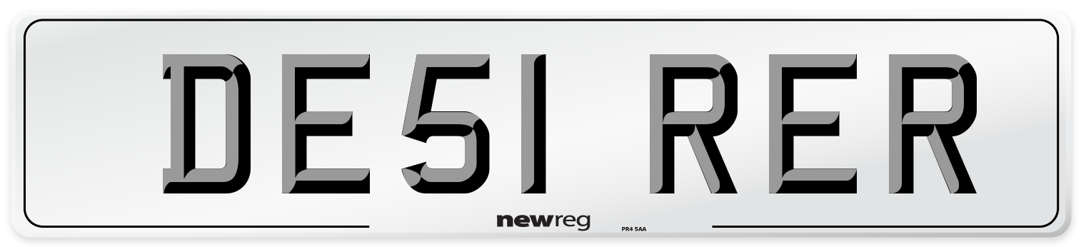 DE51 RER Number Plate from New Reg